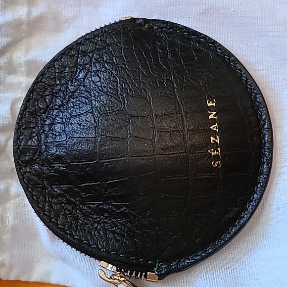 Nwt! Sezane nicolas leather coin pouch black croco - Picture 4 of 9